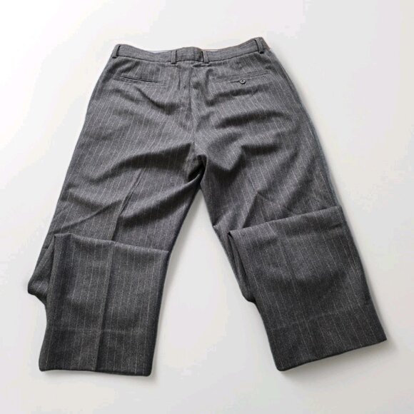 DKNY Classic Dress Trousers Mens US 34 Brown Striped Wool Cashmere Pockets Italy - Picture 15 of 16